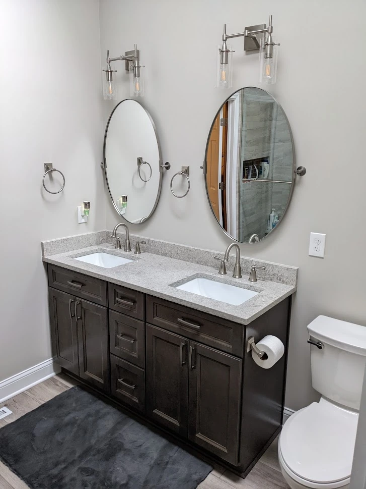 Dark Double Vanity Bathroom